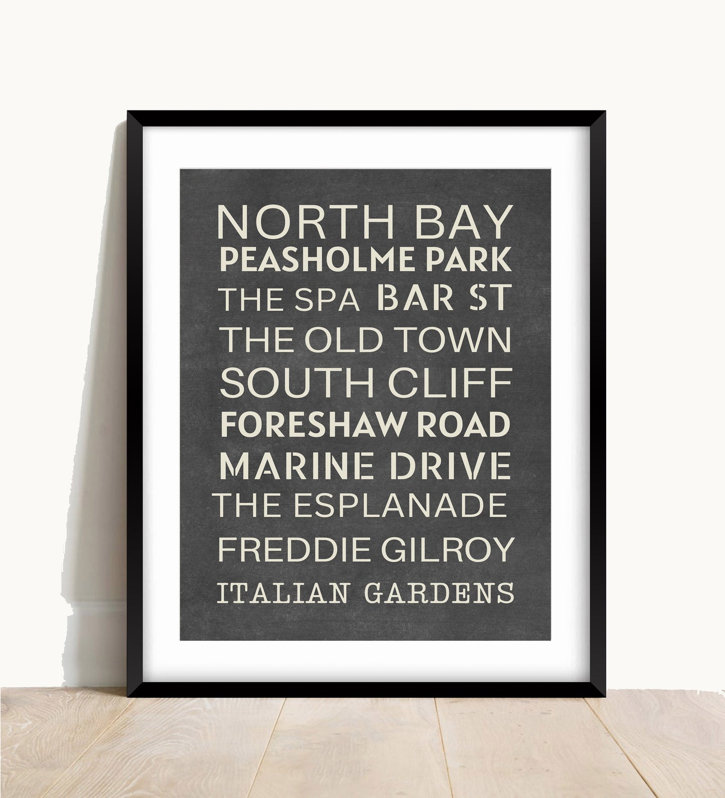 Scarborough Typography Print: Road Names, Seaside Art