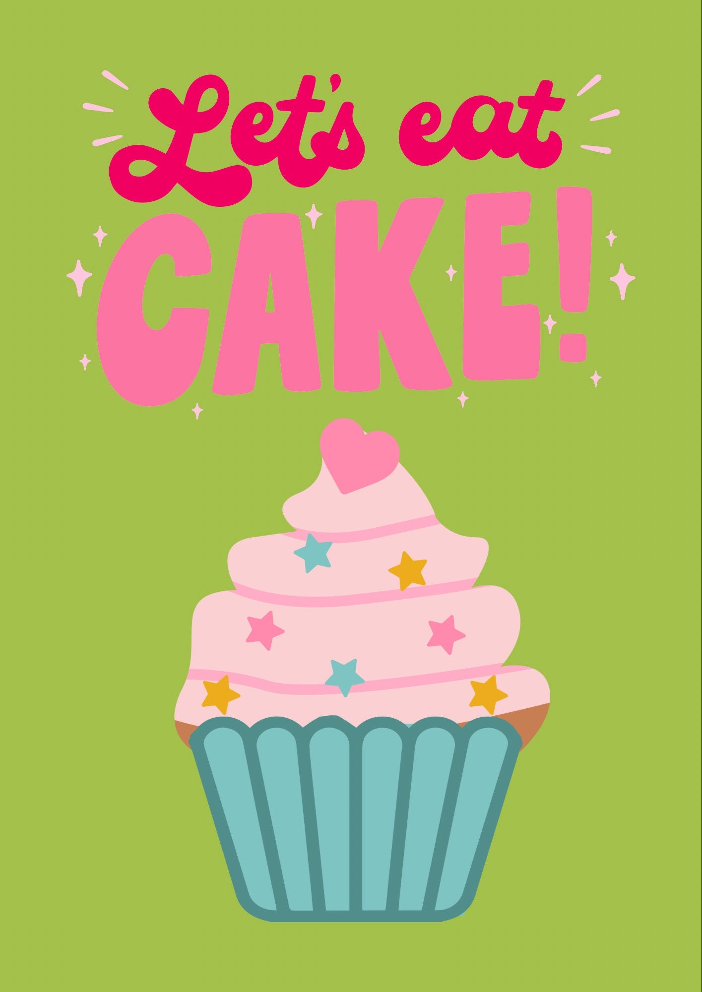 Retro Cupcake Kitchen Print: Colourful Foodie Wall Art