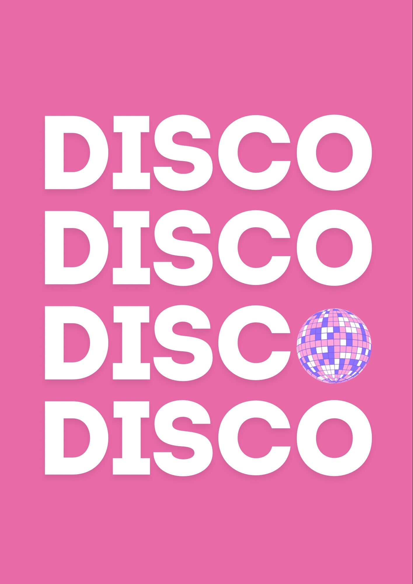 Pink Disco Ball Art Print: Pearlescent A4/A3 Poster