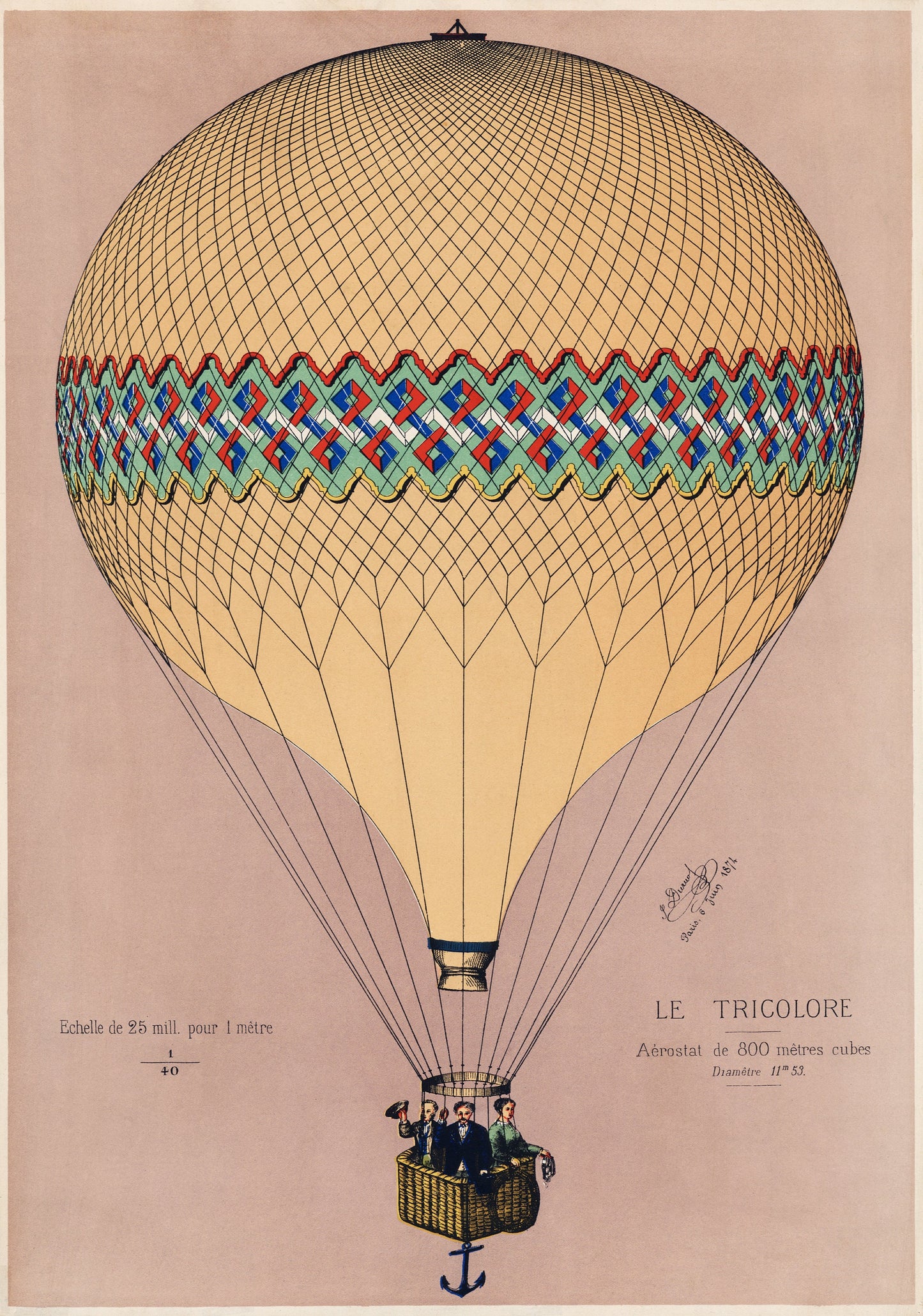 Vintage Hot Air Balloon Print: French Wall Art (A4/A3)