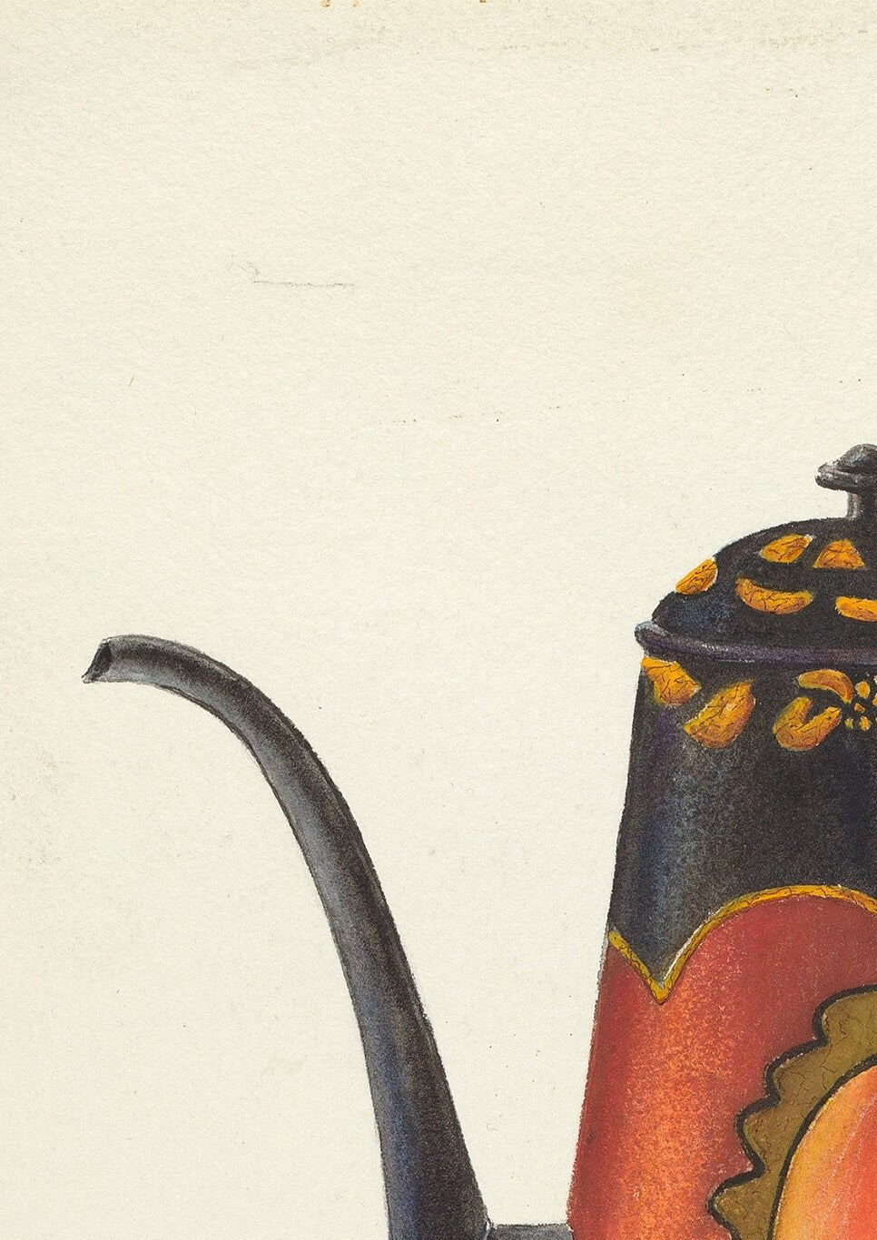 Vintage Toleware Coffee Pot Print: Farmhouse Kitchen Wall Art (A4/A3 Portrait)