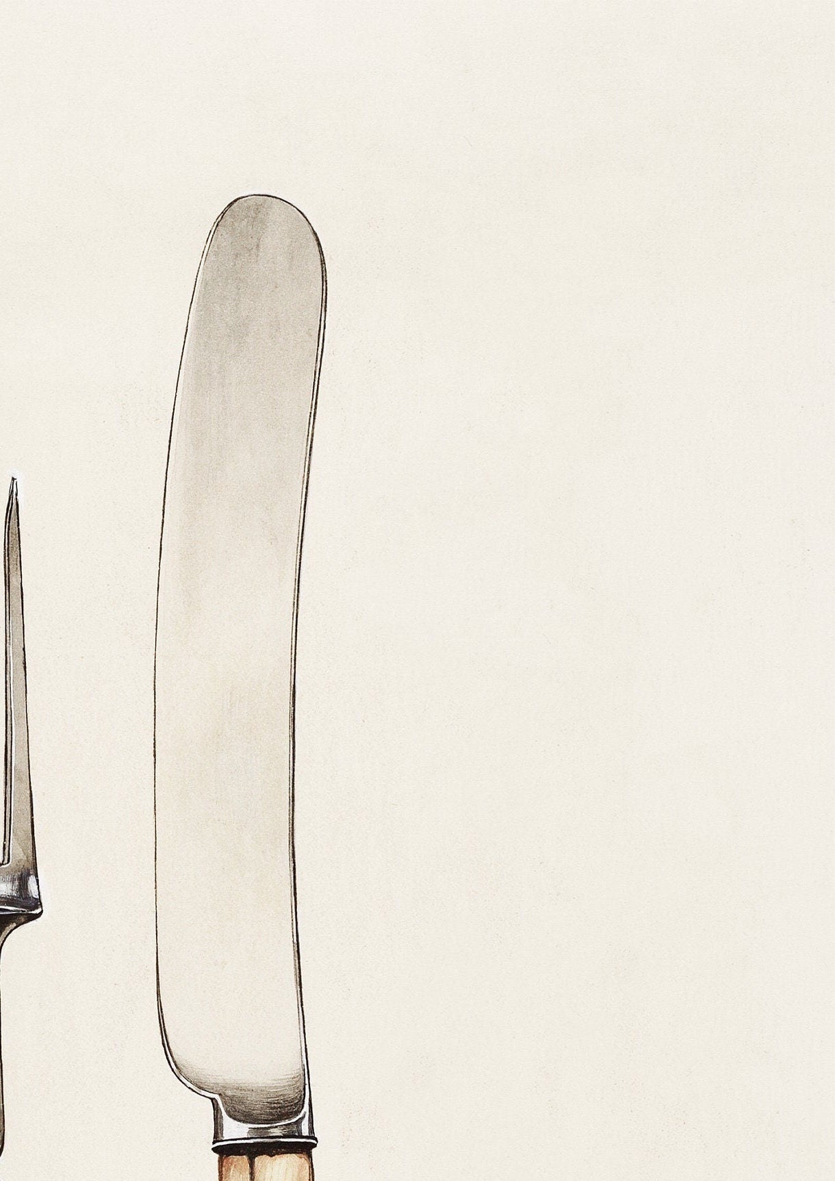 Vintage Knife and Fork Print: Rustic Kitchen Wall Art