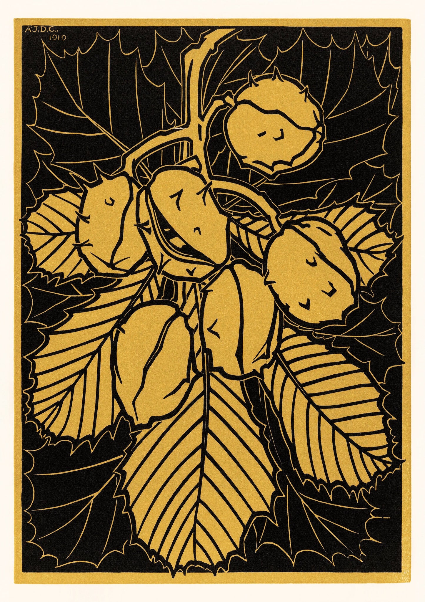 Horse Chestnut Art Nouveau Print: Julie de Graag Vintage Poster