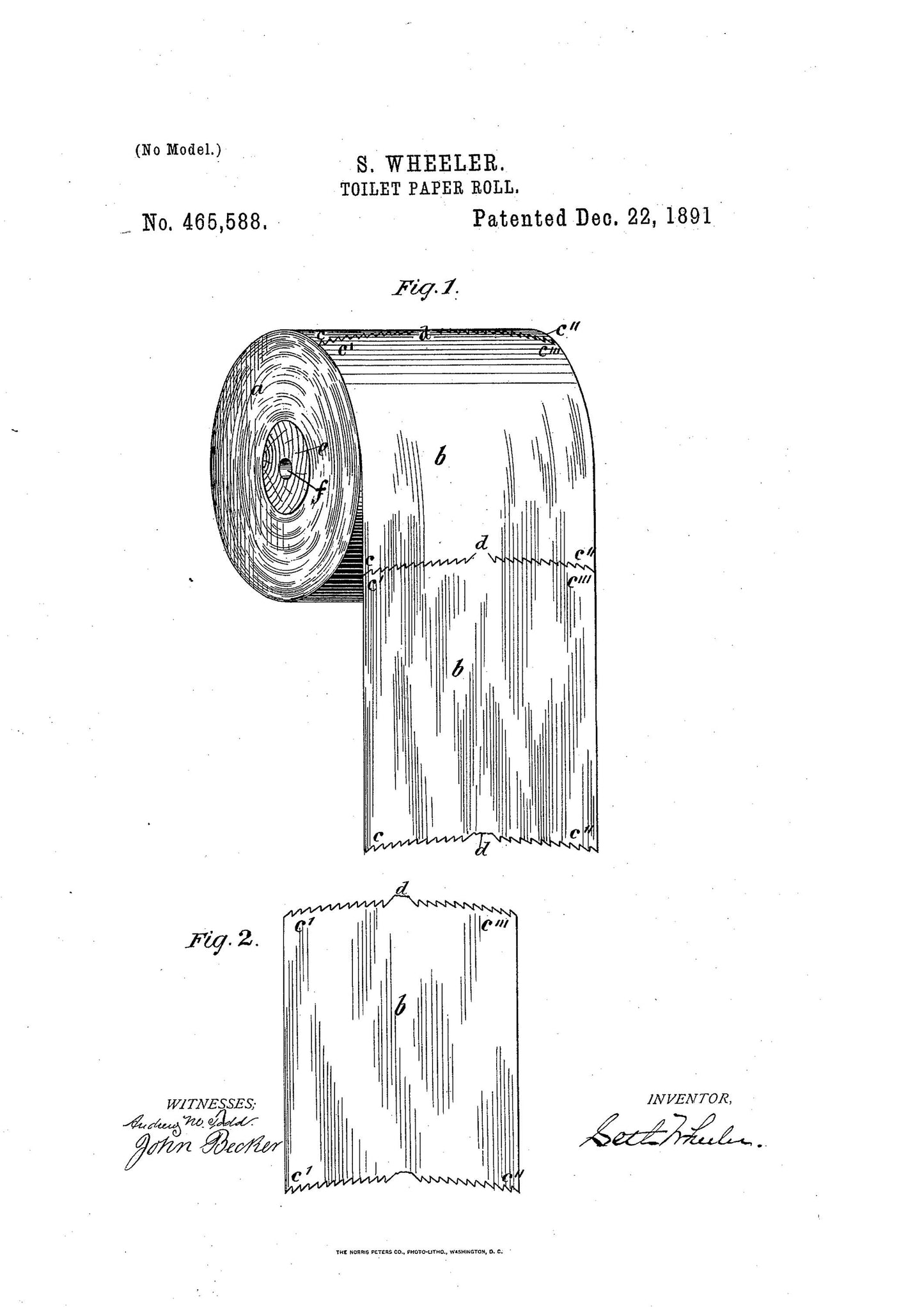 Vintage Toilet Paper Patent Print: Funny Bathroom Wall Art