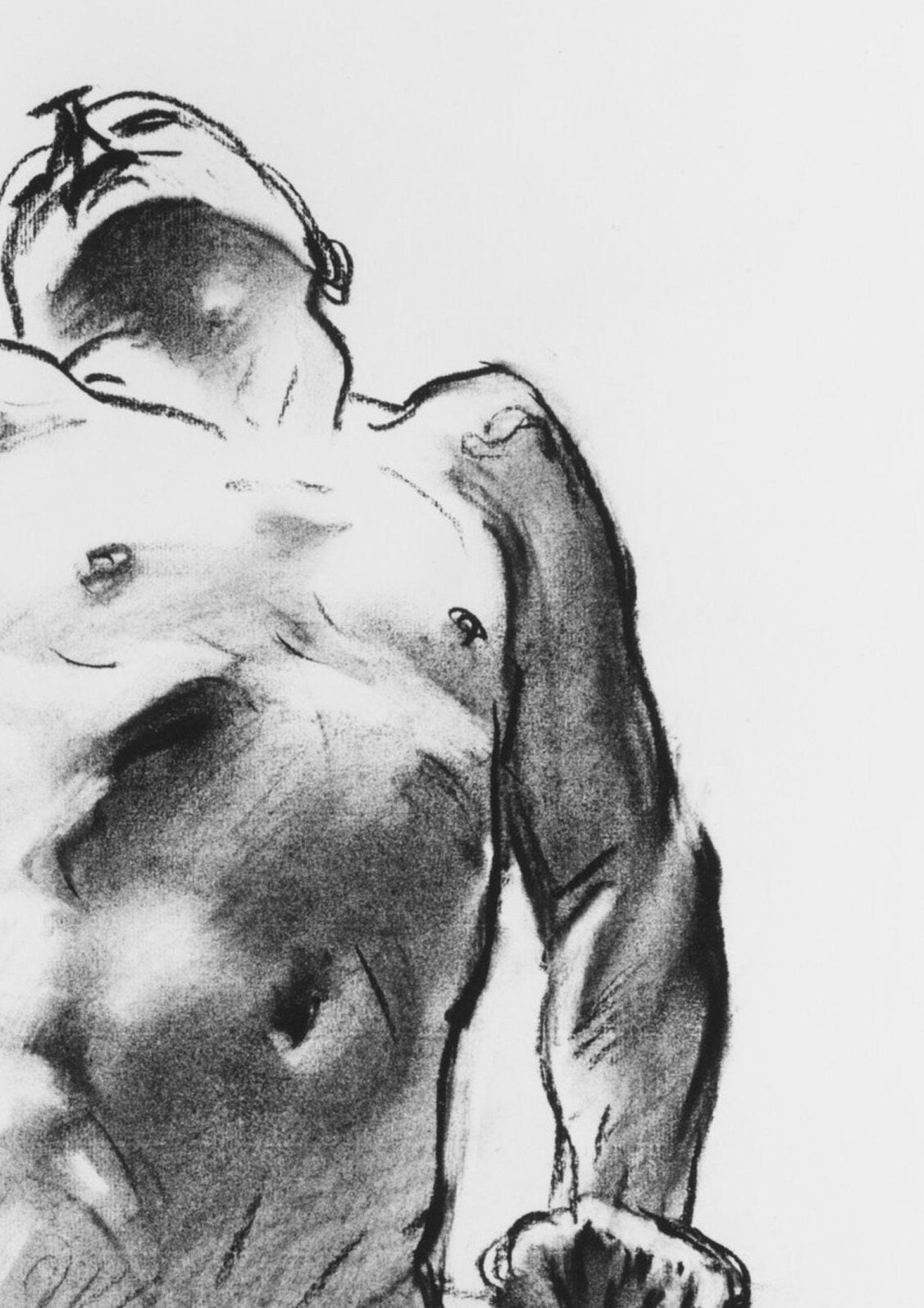 John Singer Sargent Nude Art Print, Male Figure Drawing