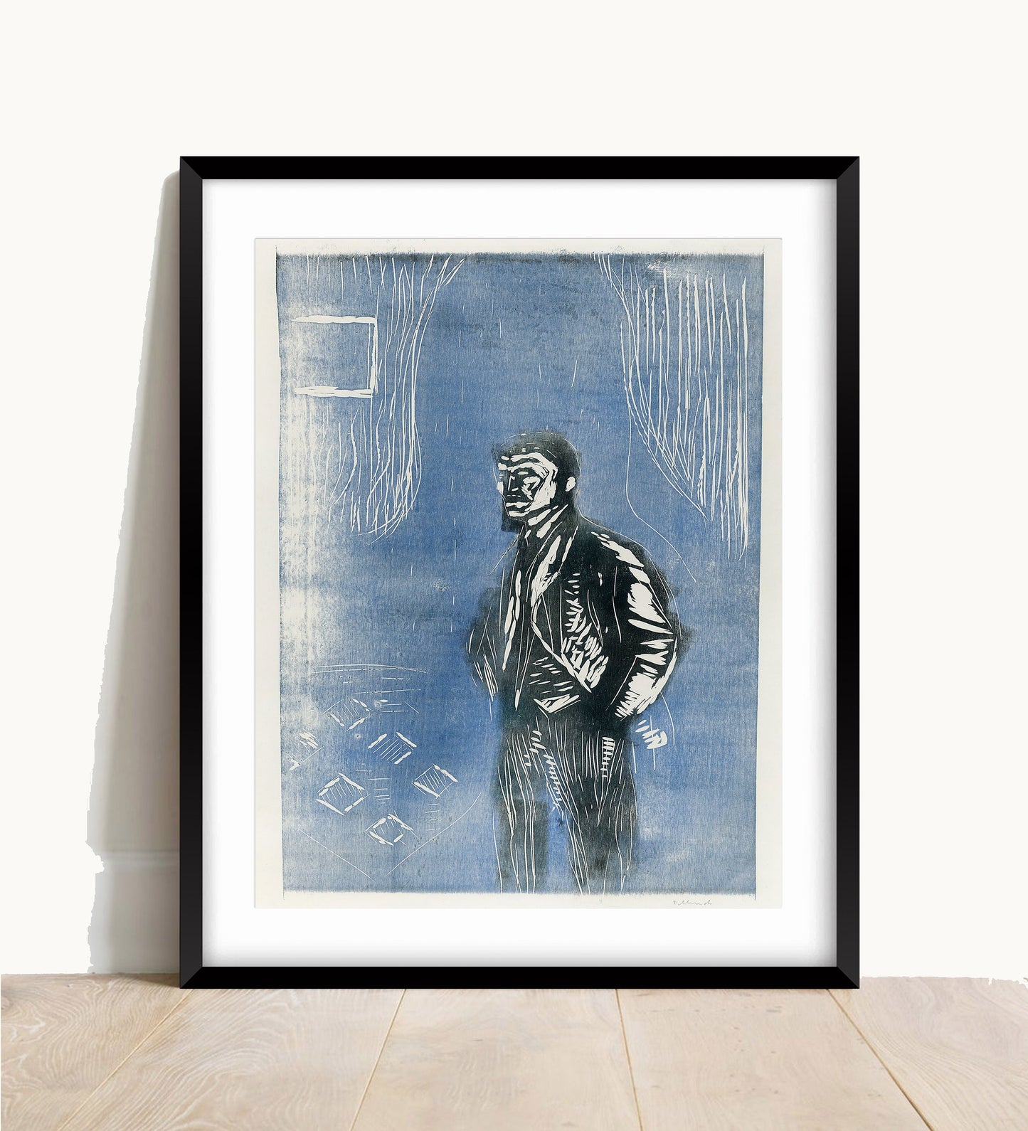 Edvard Munch Self Portrait Lithograph Print: Vintage Wall Art