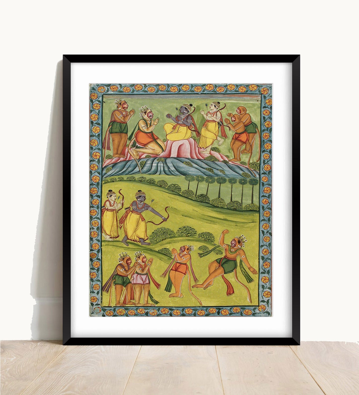 Rama Kills Vali Print: Vintage Indian Art (A4/A3 Portrait)