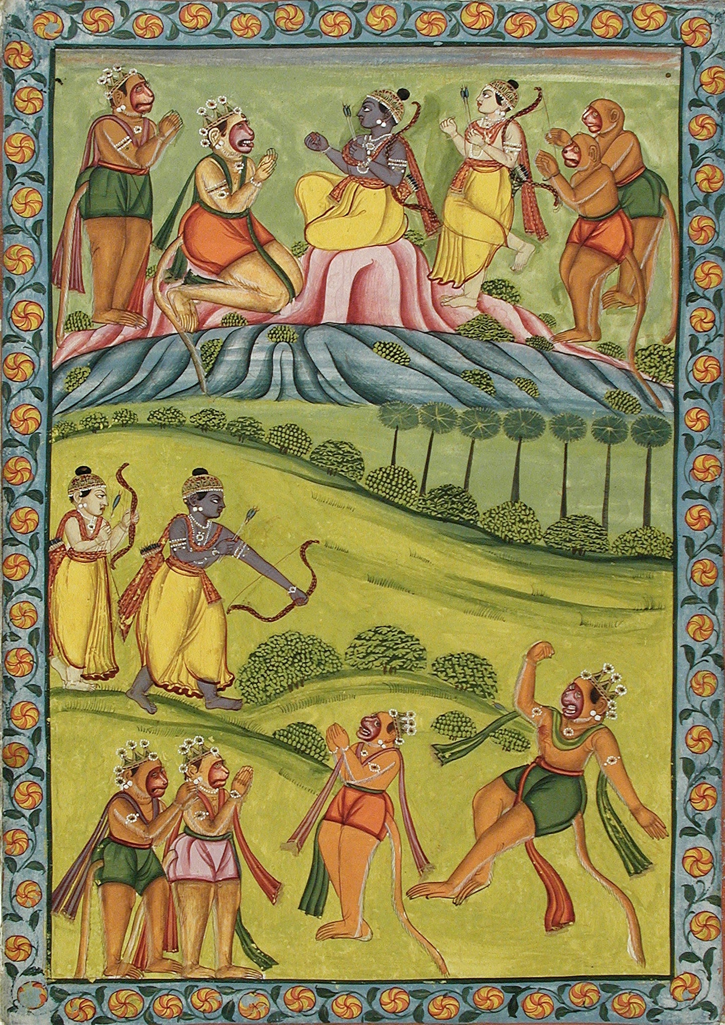 Rama Kills Vali Print: Vintage Indian Art (A4/A3 Portrait)