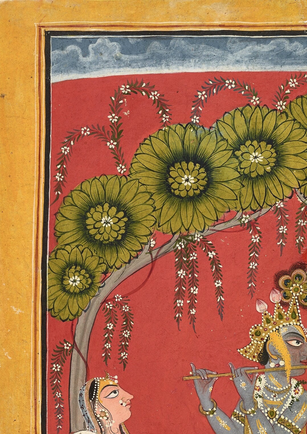 Krishna Fluting Print: Vintage Indian Art, Dasavatar Series (A4/A3)
