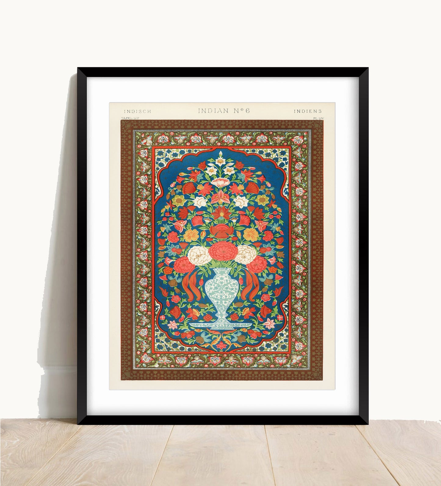 Vintage Indian Flower Vase Art Print: Owen Jones Artwork