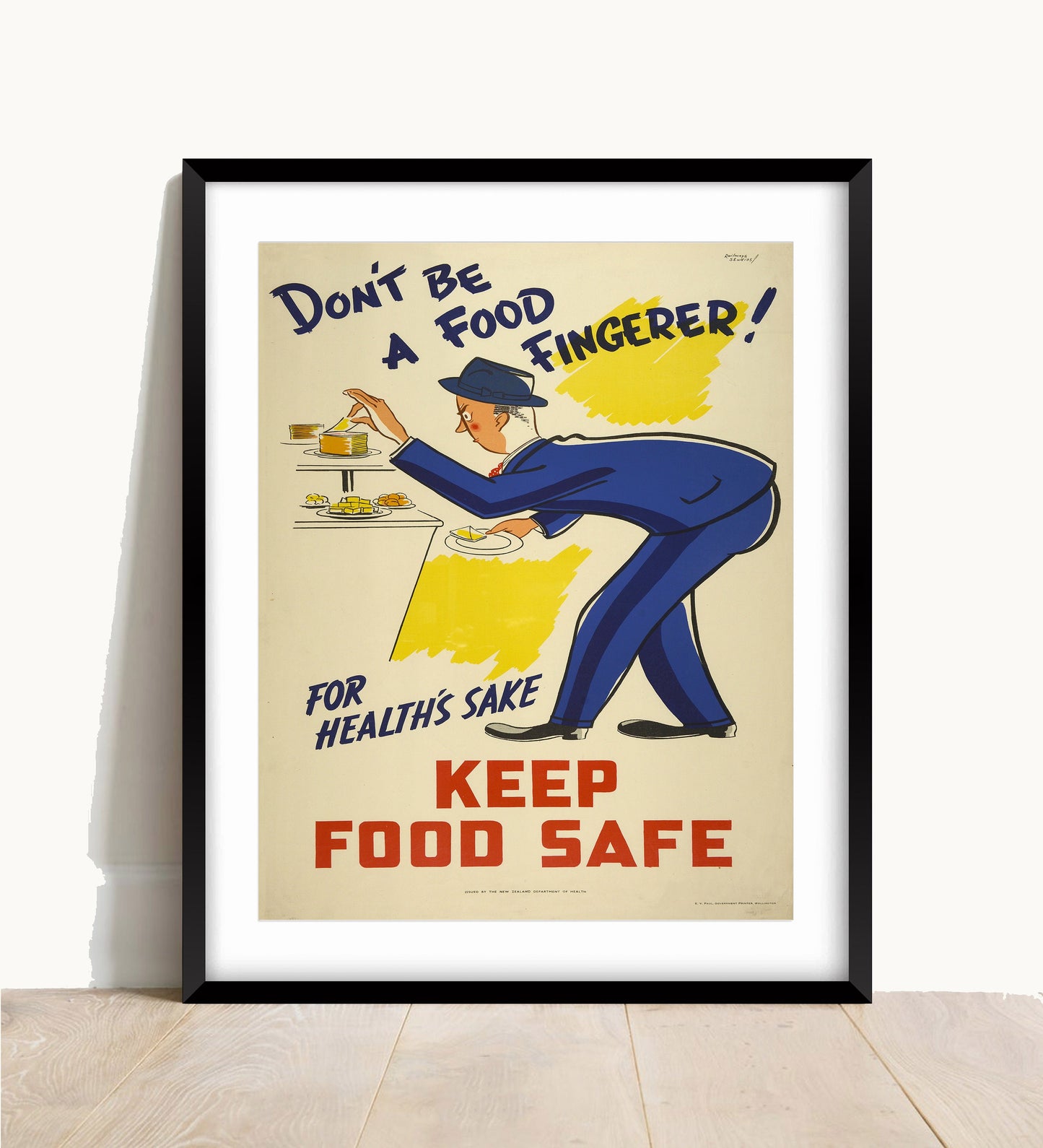 Vintage Food Safety Poster: Funny Kitchen Wall Art (A4/A3 Print)