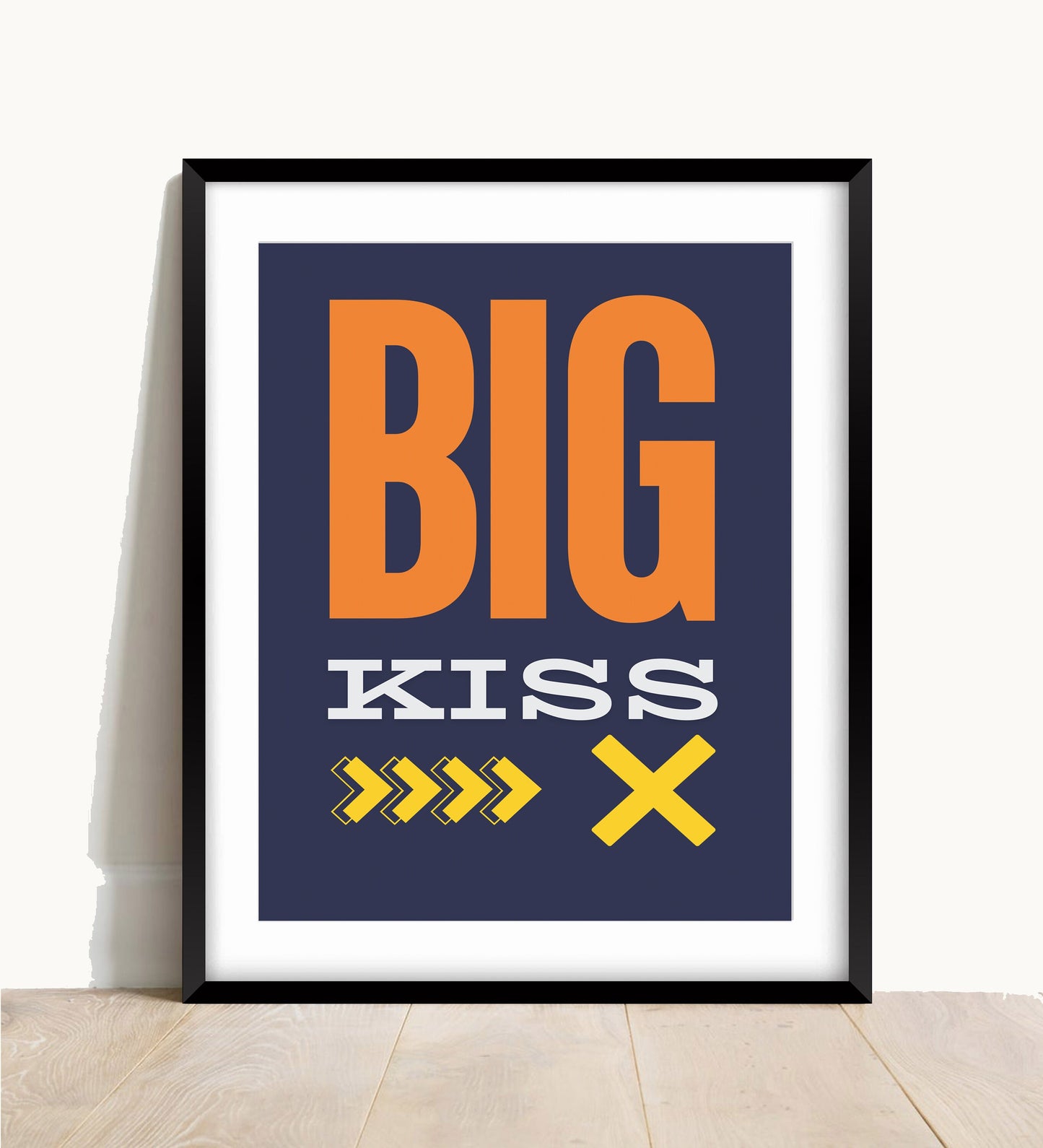 Big Kiss Typography Print: Modern Hallway Wall Art