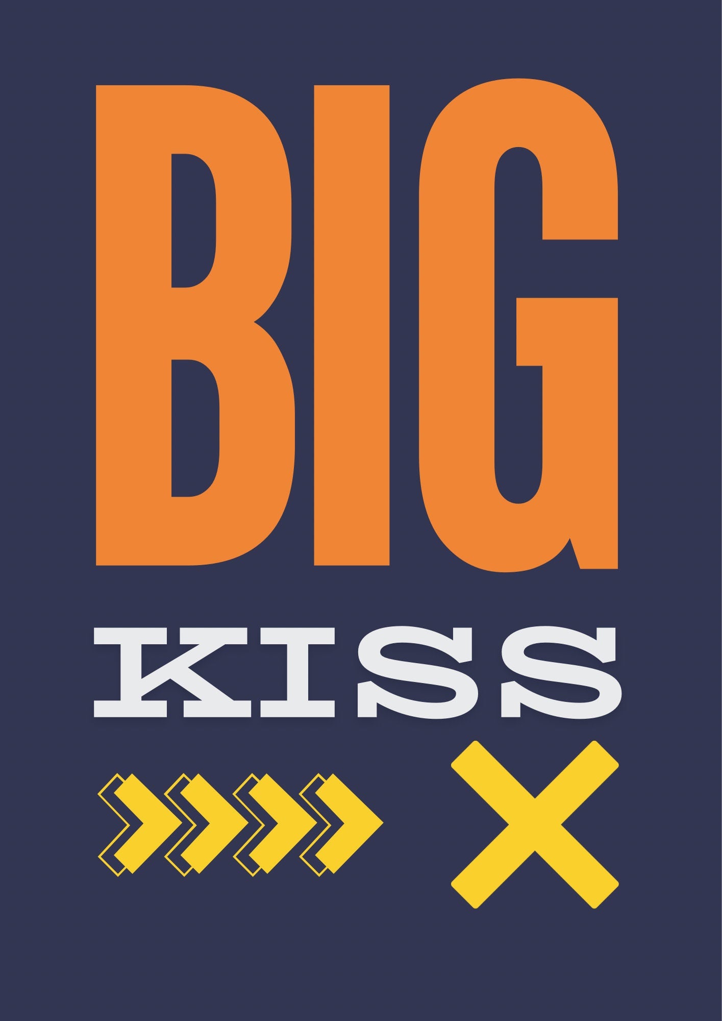Big Kiss Typography Print: Modern Hallway Wall Art