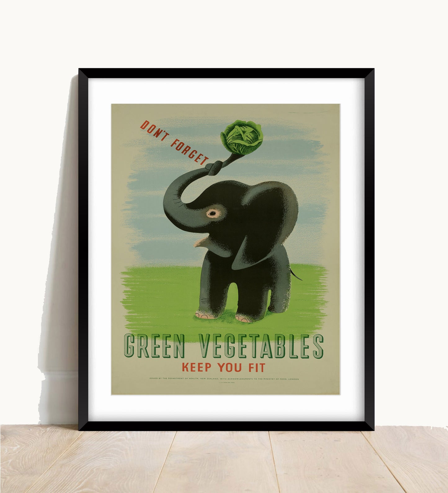 Vintage Food Poster: Quirky Elephant Kitchen Art (A4/A3 Print)