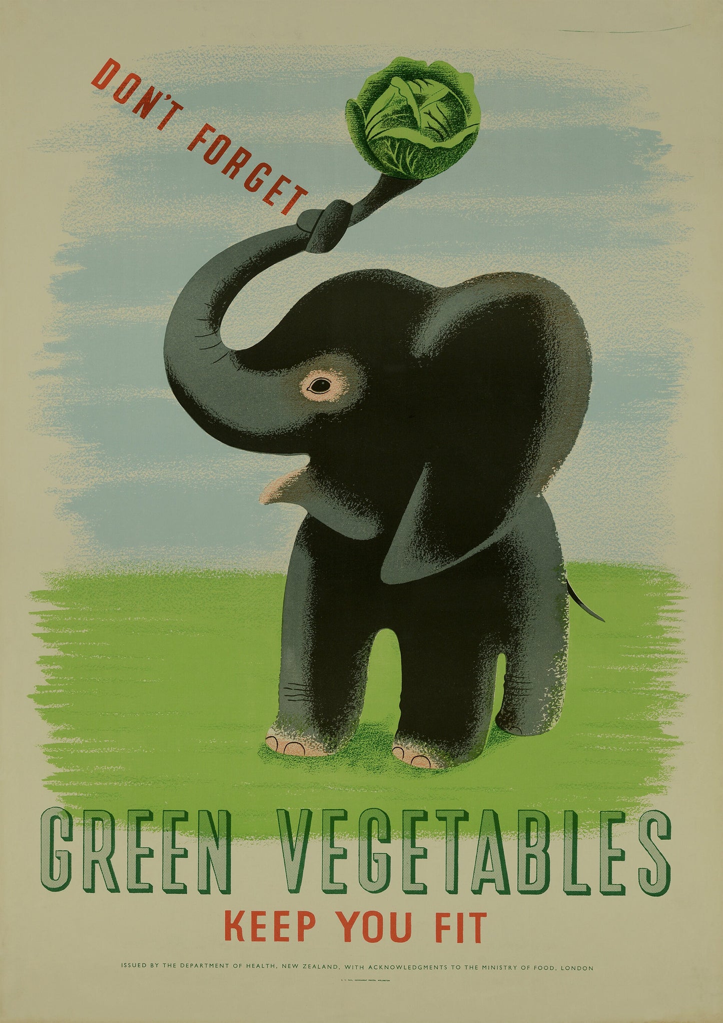 Vintage Food Poster: Quirky Elephant Kitchen Art (A4/A3 Print)