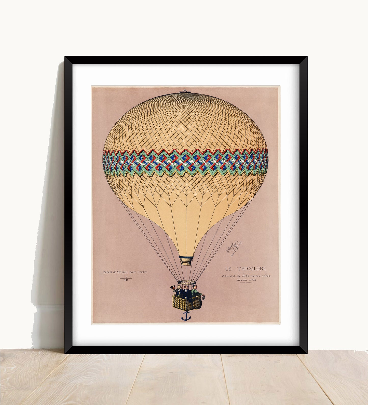 Vintage Hot Air Balloon Print: French Wall Art (A4/A3)
