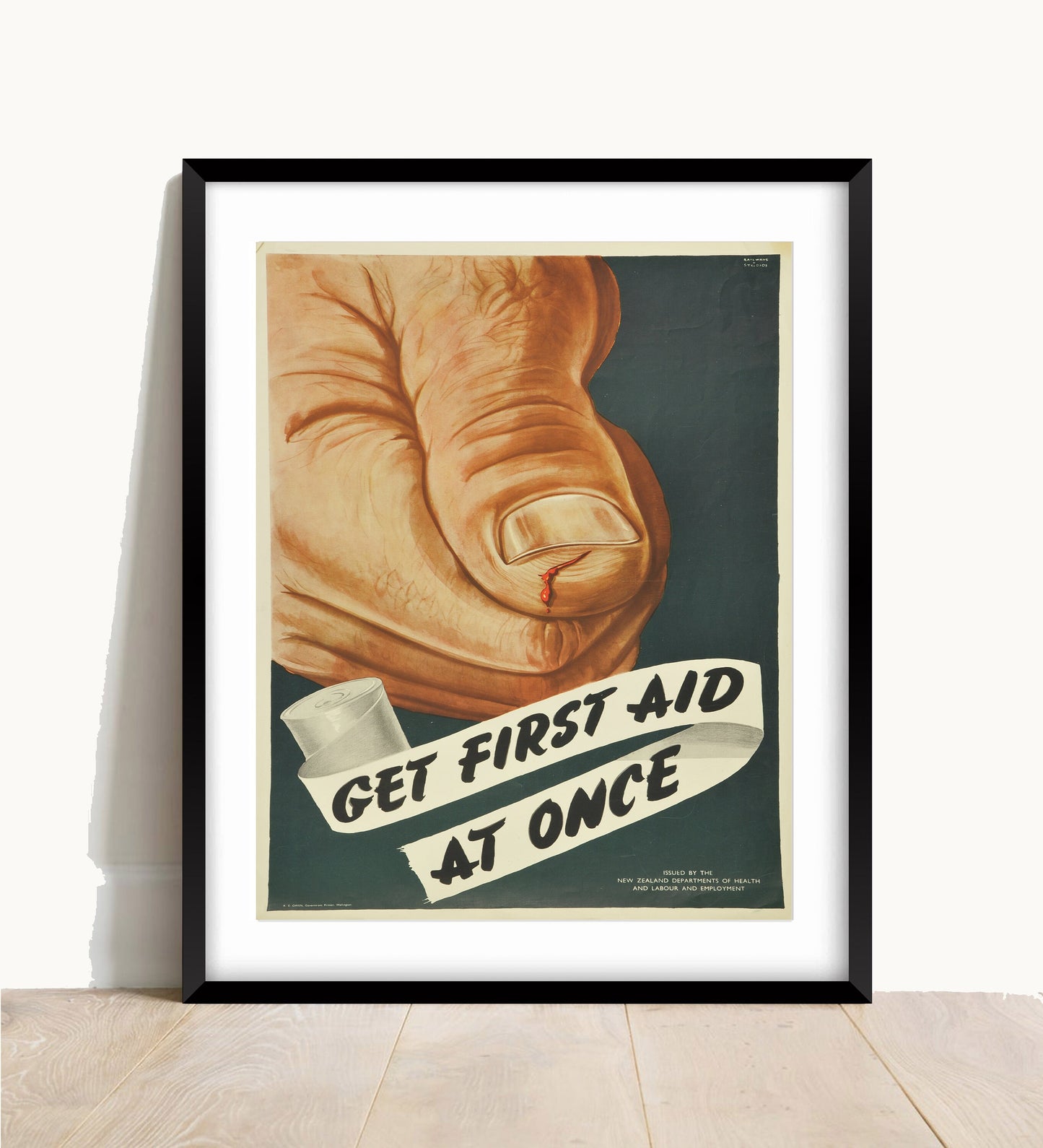 Vintage First Aid Poster: Rustic Farmhouse Kitchen Wall Art