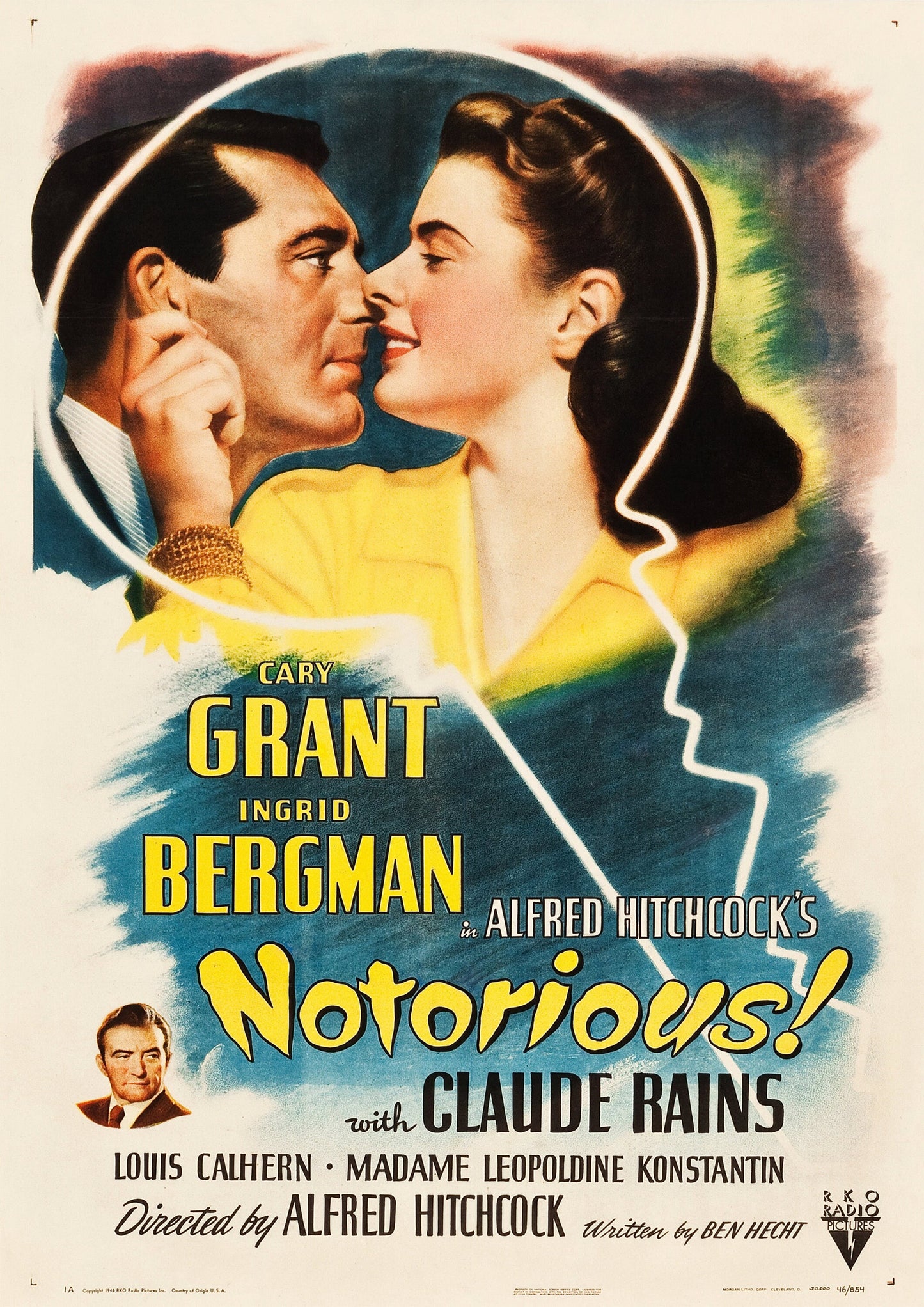 Notorious Movie Poster: Vintage Cinema Style Print, Cary Grant & Ingrid Bergman