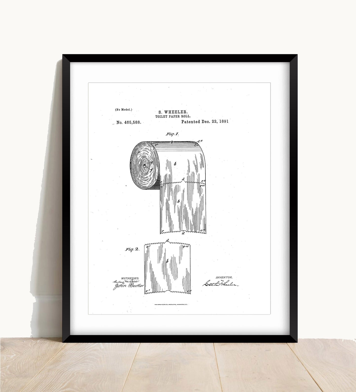 Vintage Toilet Paper Patent Print: Funny Bathroom Wall Art