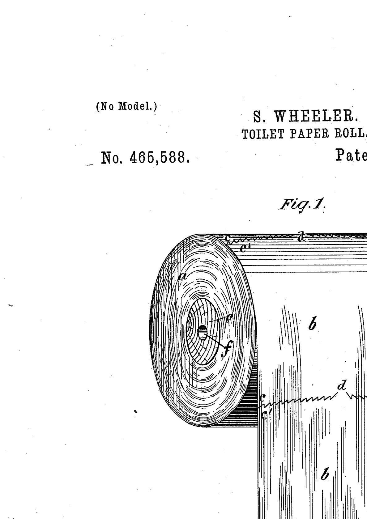 Vintage Toilet Paper Patent Print: Funny Bathroom Wall Art
