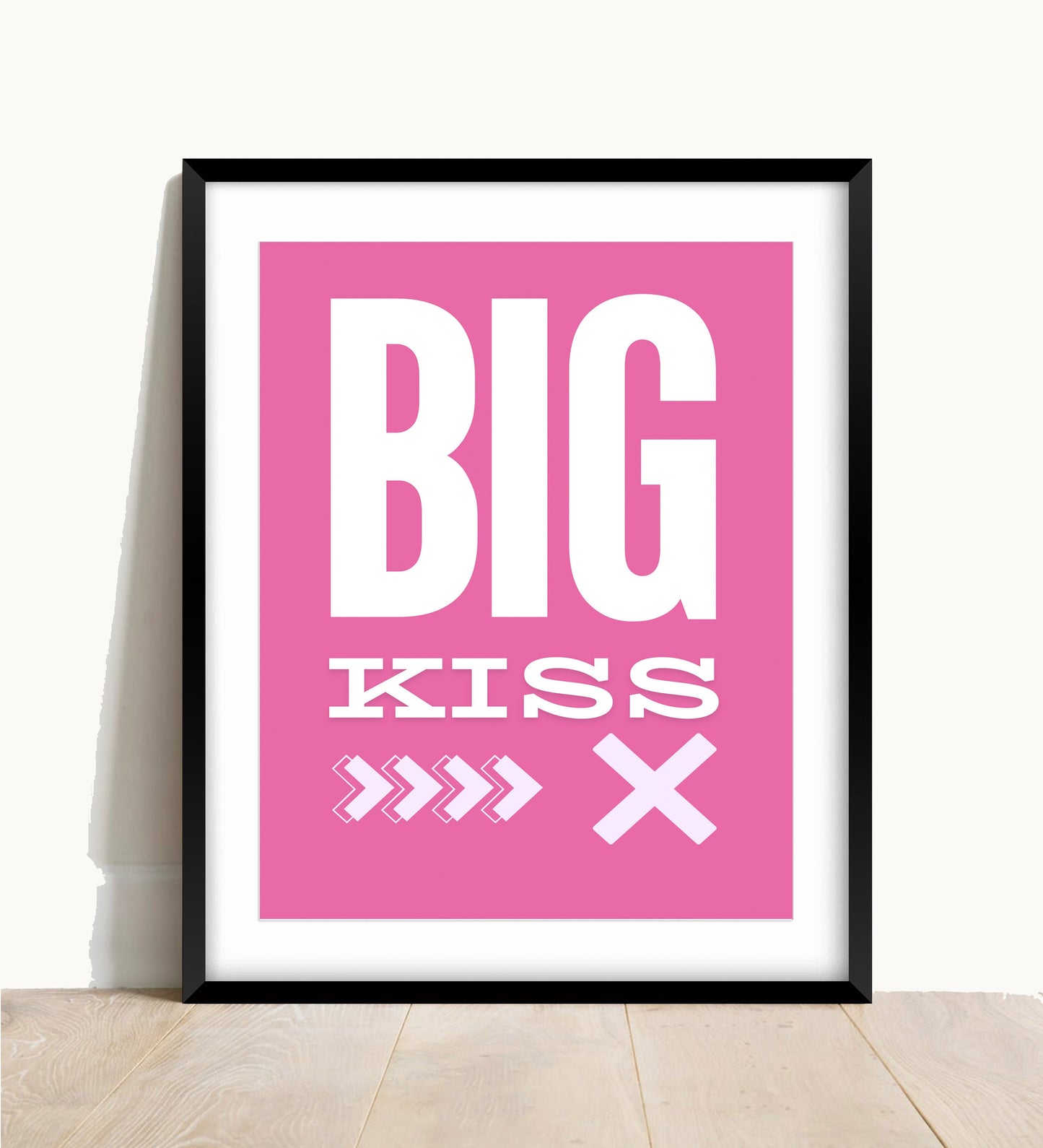 Big Kiss Typography Print: Modern Hallway Art
