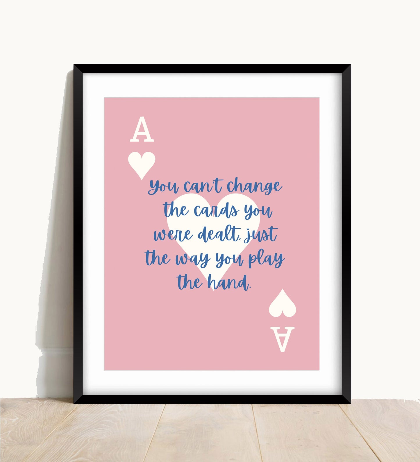 Ace of Hearts Typography Print: Pink Bedroom Wall Art