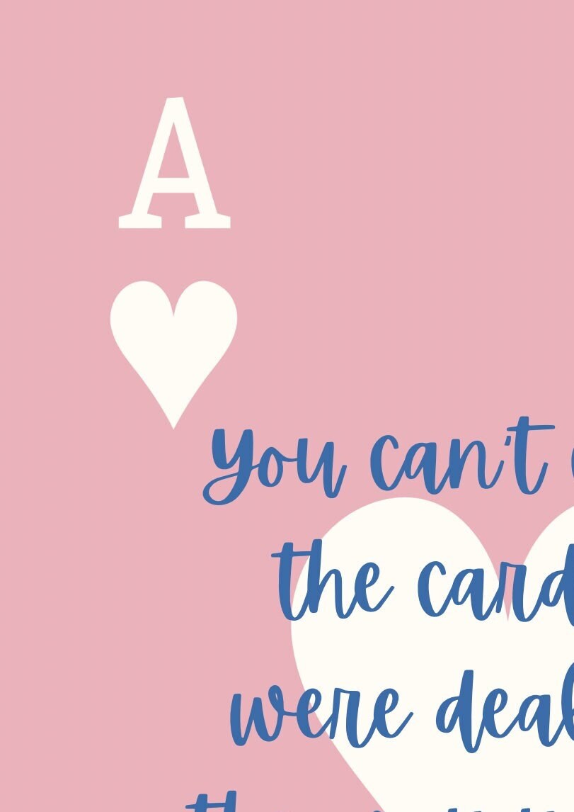 Ace of Hearts Typography Print: Pink Bedroom Wall Art
