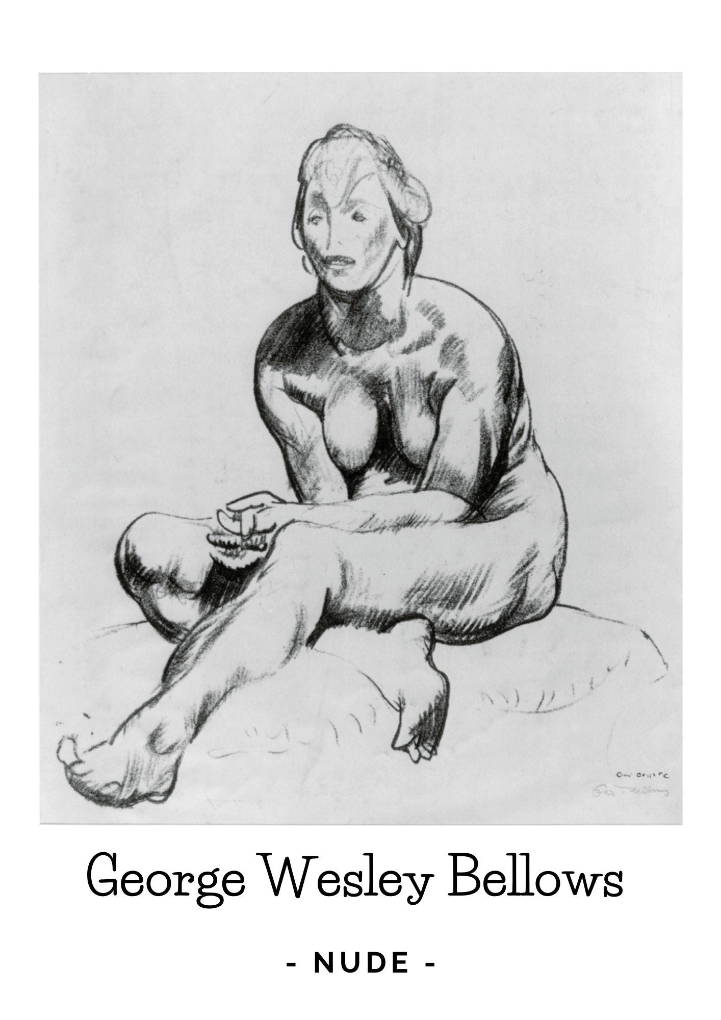 George Wesley Bellows Nude Art Print, Classic Erotic Painting