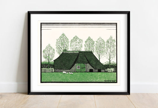Farmhouse with Thatched Roof Print, Julie de Graag