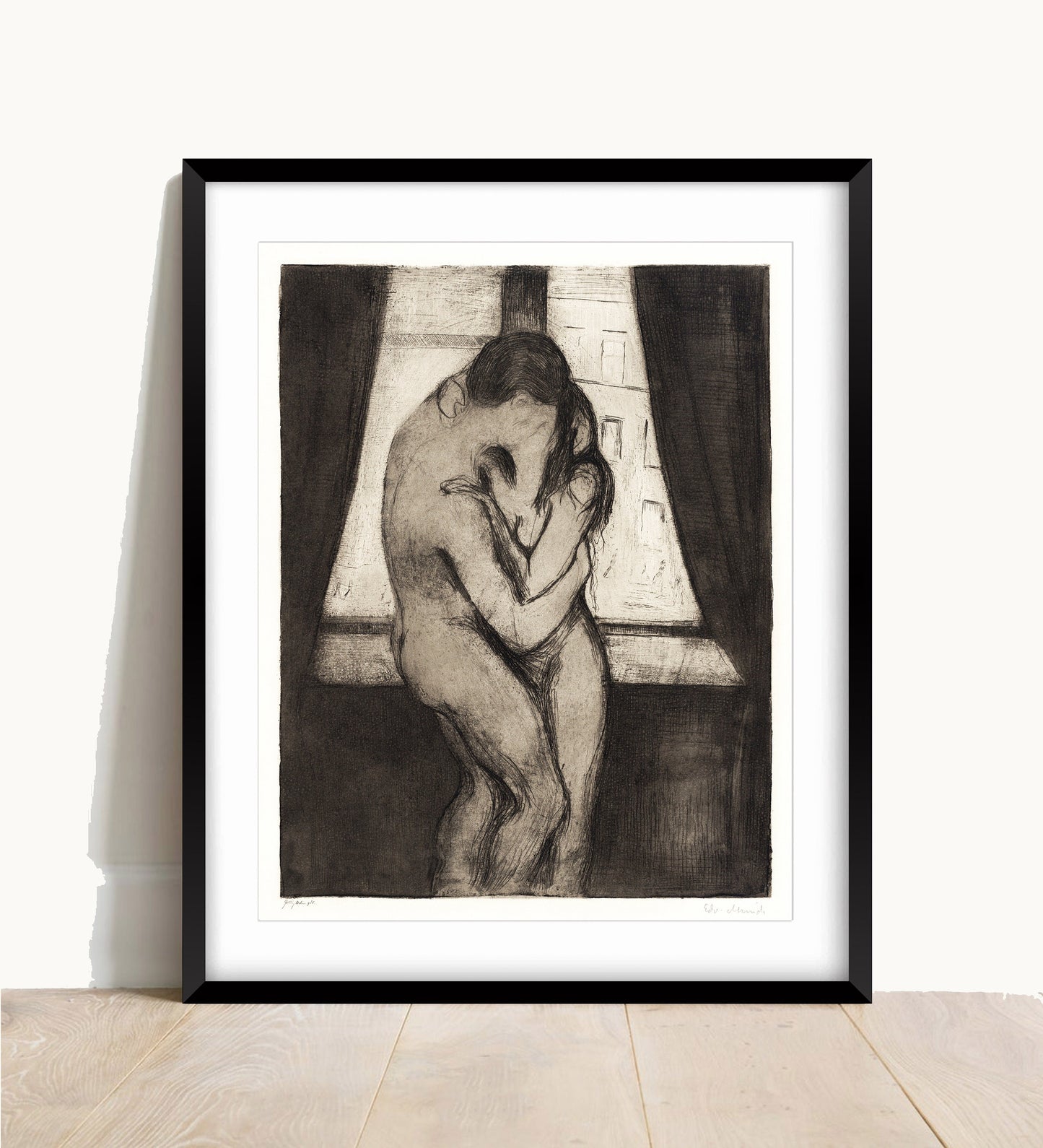 Edvard Munch The Kiss Print: Vintage Lithograph Wall Art