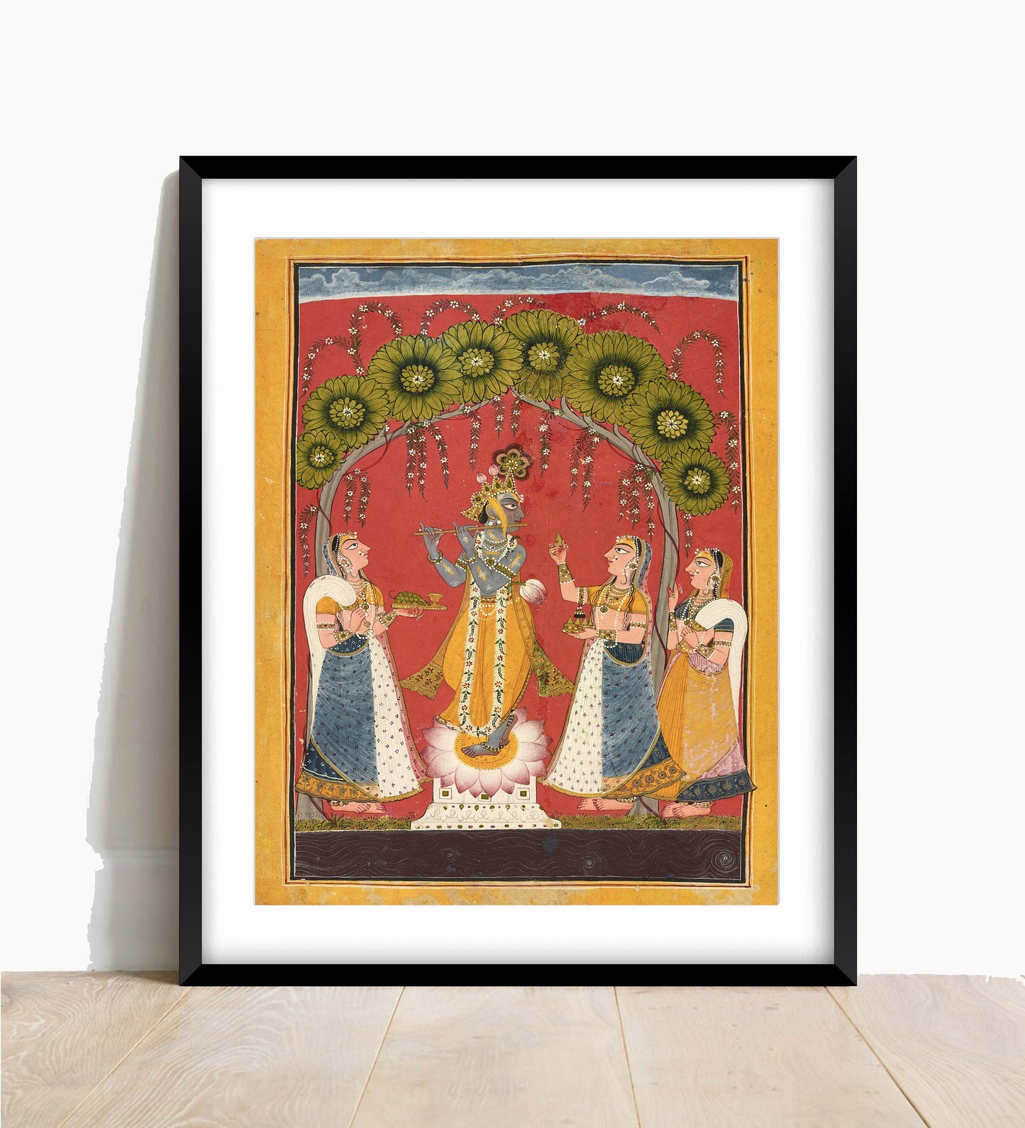 Krishna Fluting Print: Vintage Indian Art, Dasavatar Series (A4/A3)