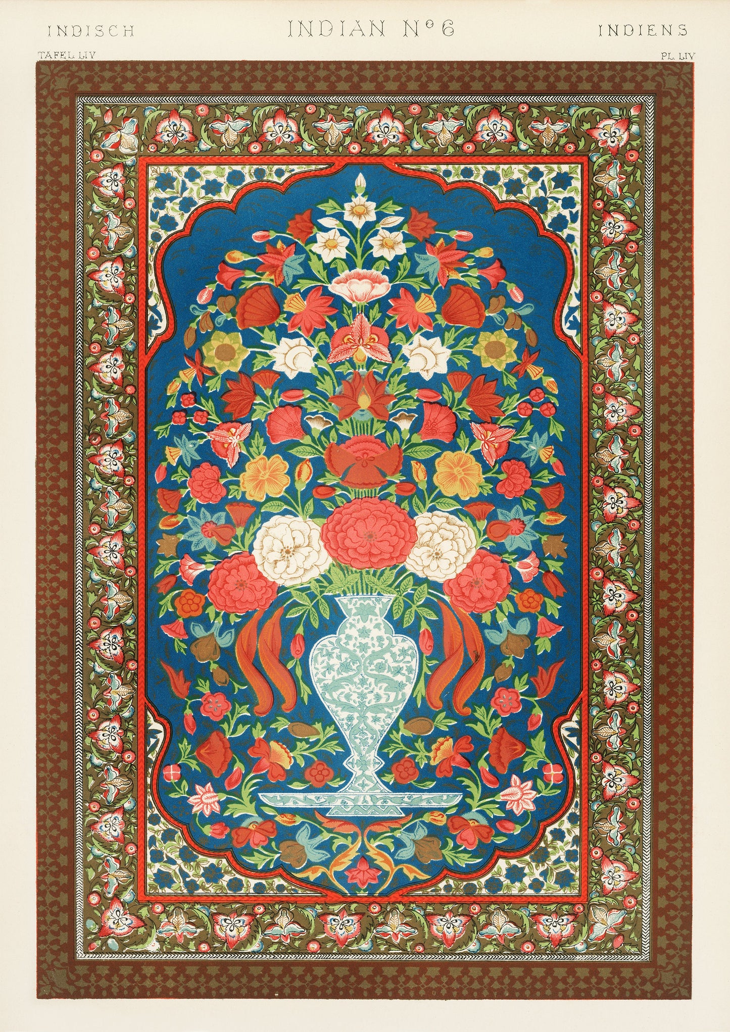 Vintage Indian Flower Vase Art Print: Owen Jones Artwork