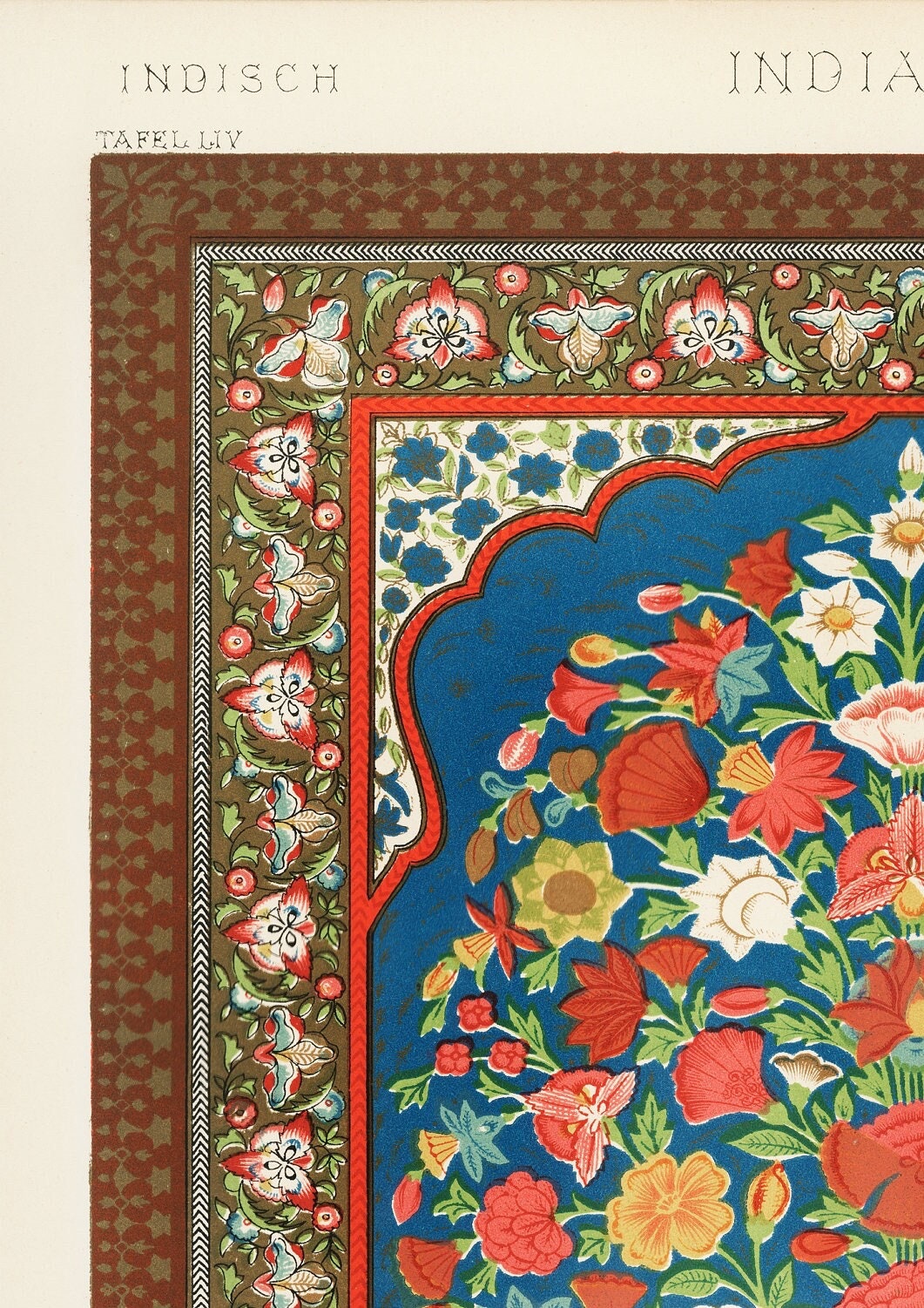 Vintage Indian Flower Vase Art Print: Owen Jones Artwork