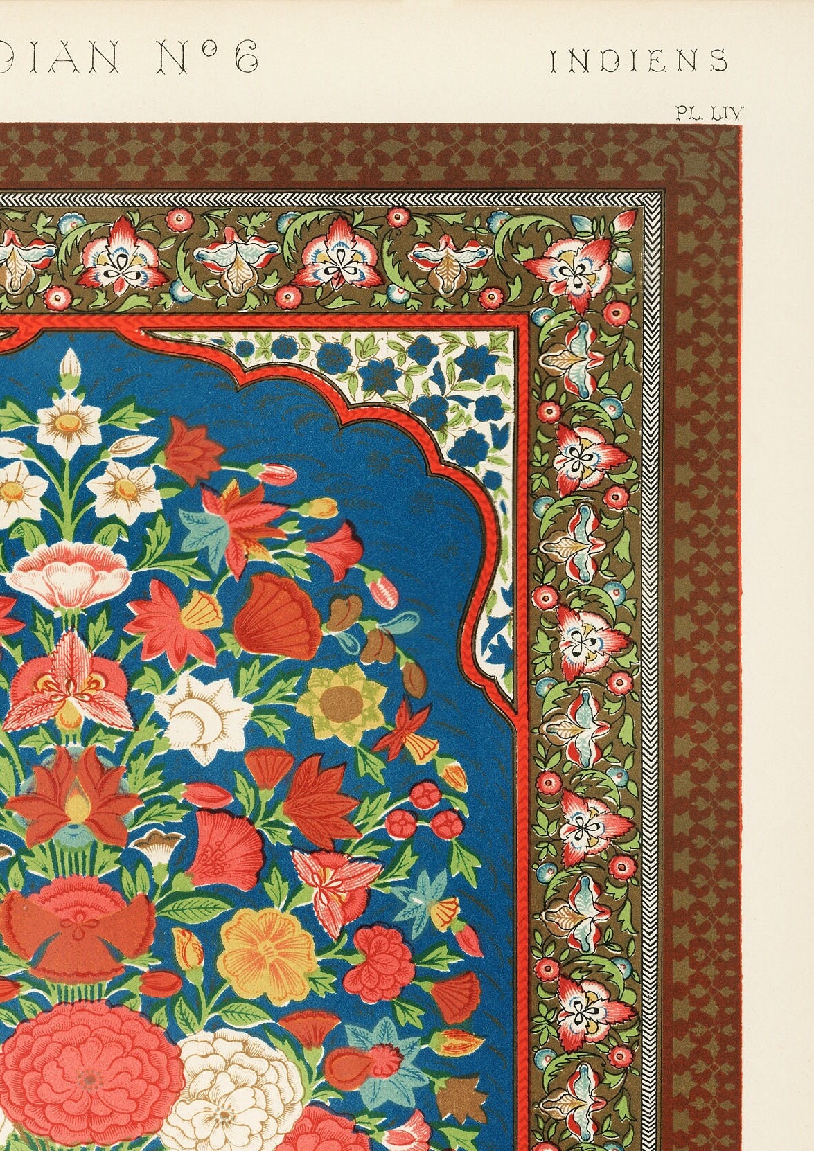 Vintage Indian Flower Vase Art Print: Owen Jones Artwork