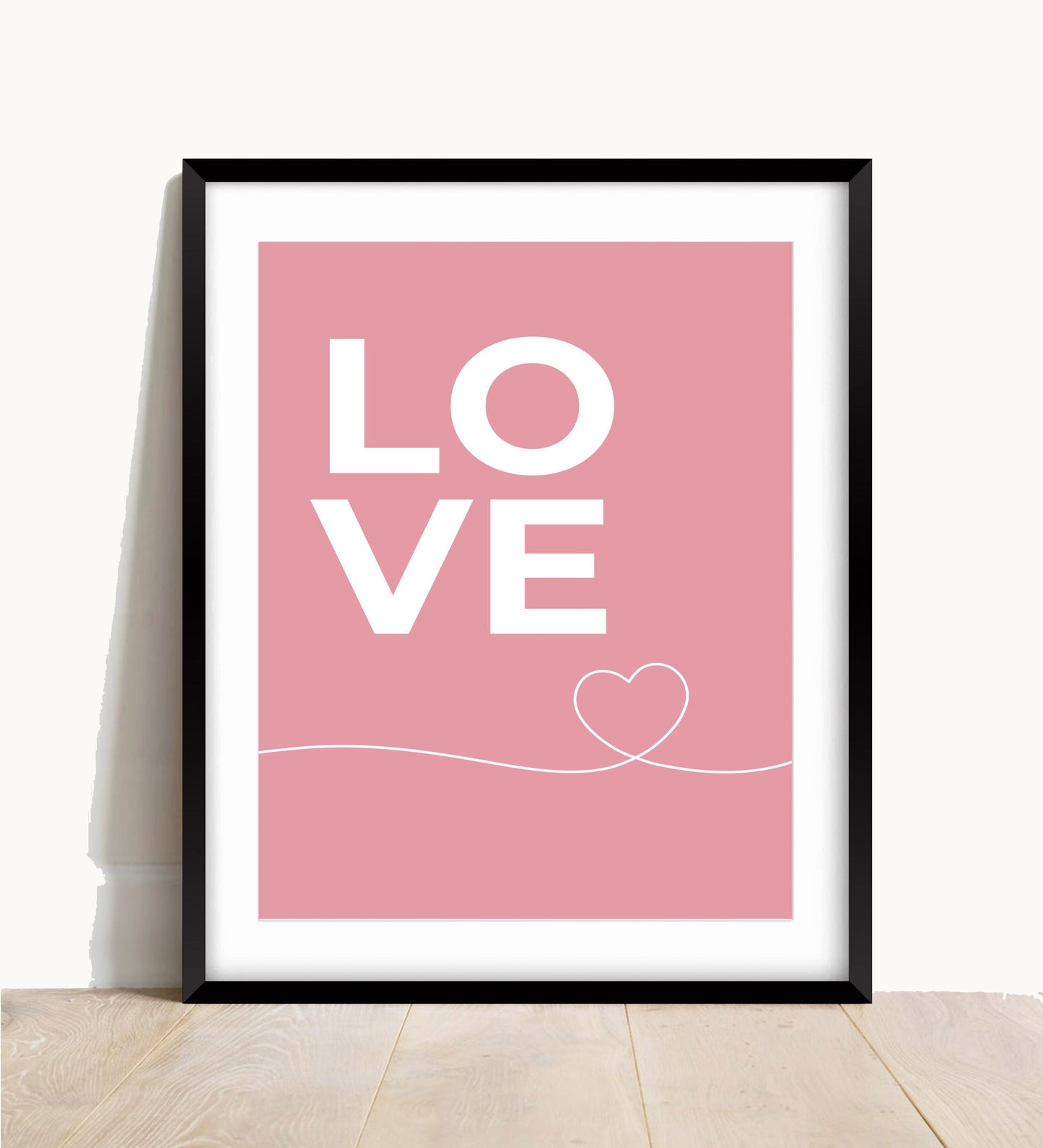 Love Typography Poster: Pink Bedroom Wall Art (A4/A3)