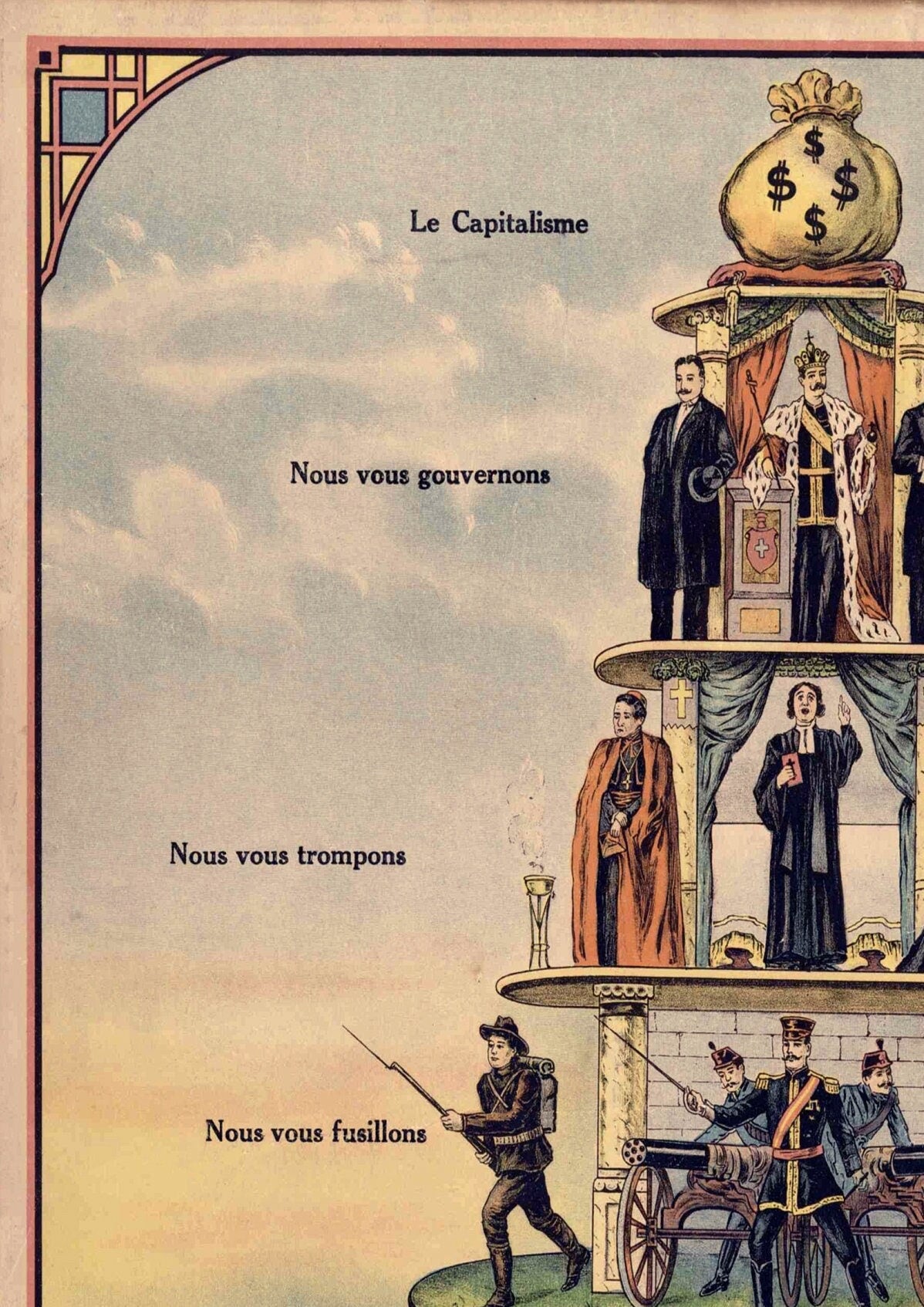 Pyramid of Capitalism Vintage Political Poster Print