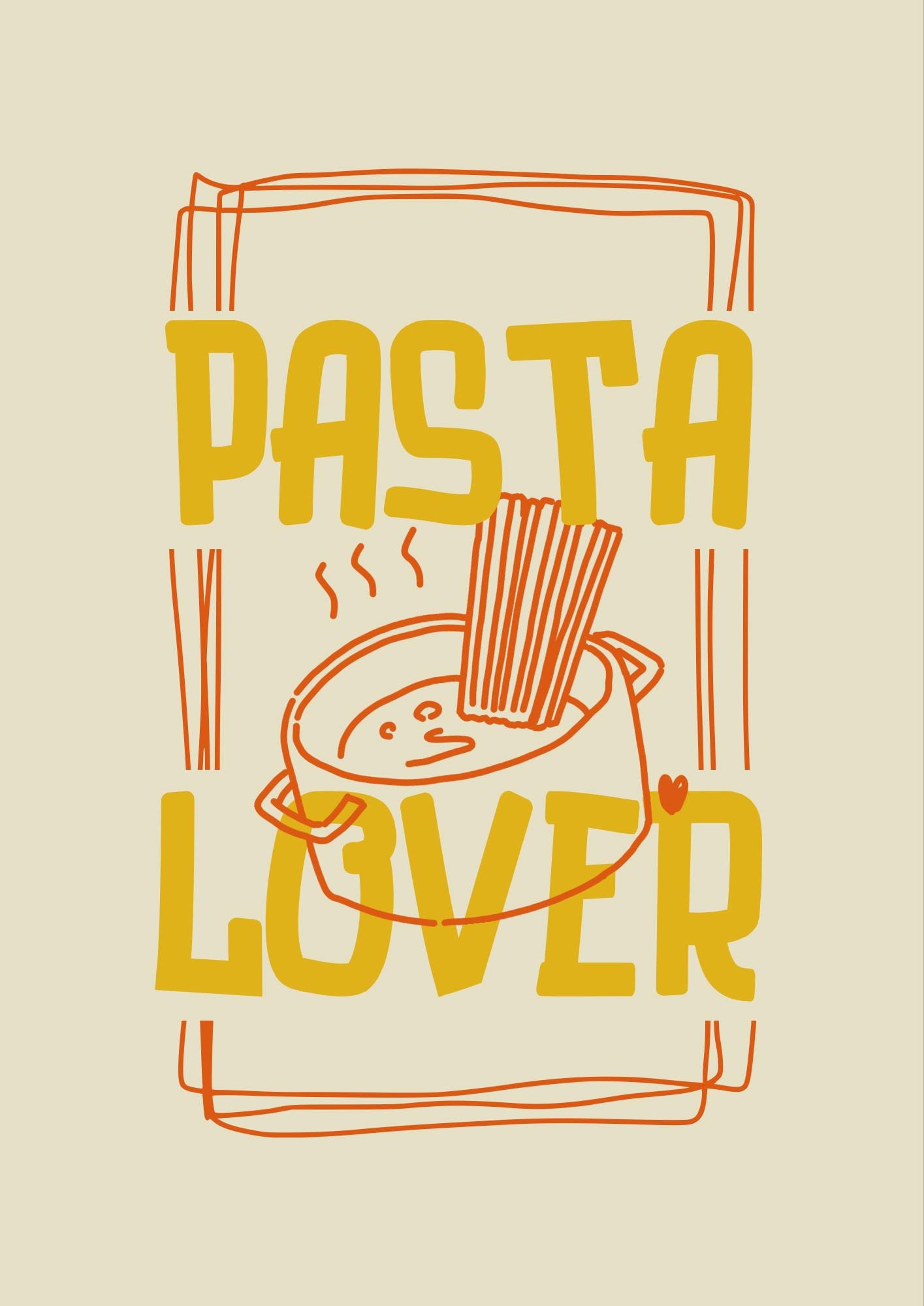 Pasta Lover Print: Retro Kitchen Wall Art