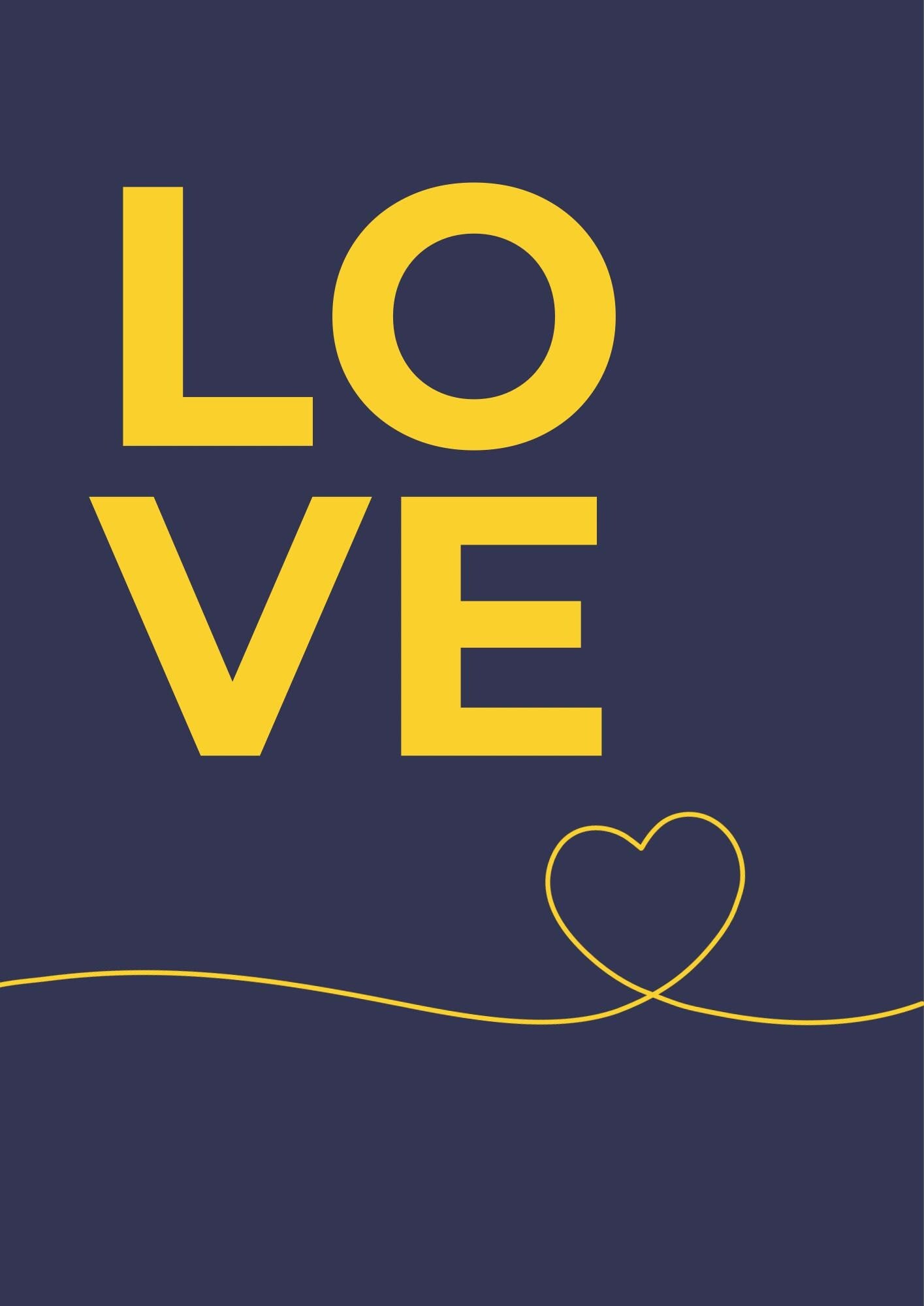 Love Heart Typography Poster: Bedroom Wall Art (A4/A3/A2/A1)