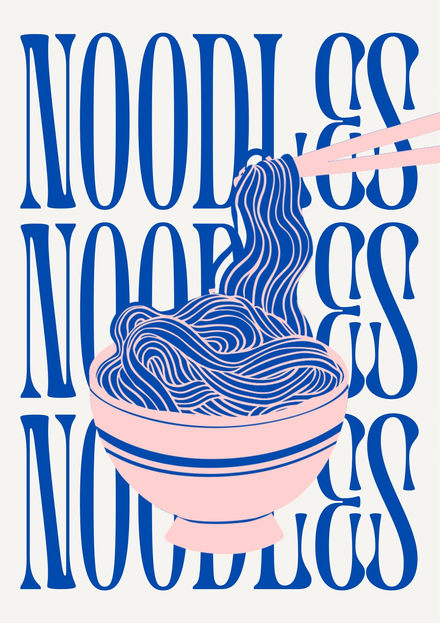 Noodles Kitchen Poster: Retro Food Print, Colourful Wall Art