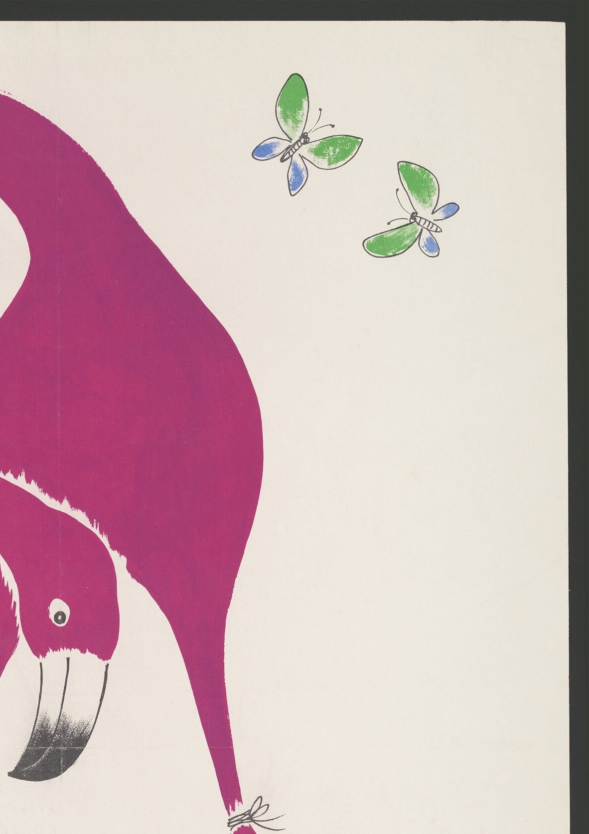 Vintage Flamingo Reading Poster: 1964 Book Week Wall Art