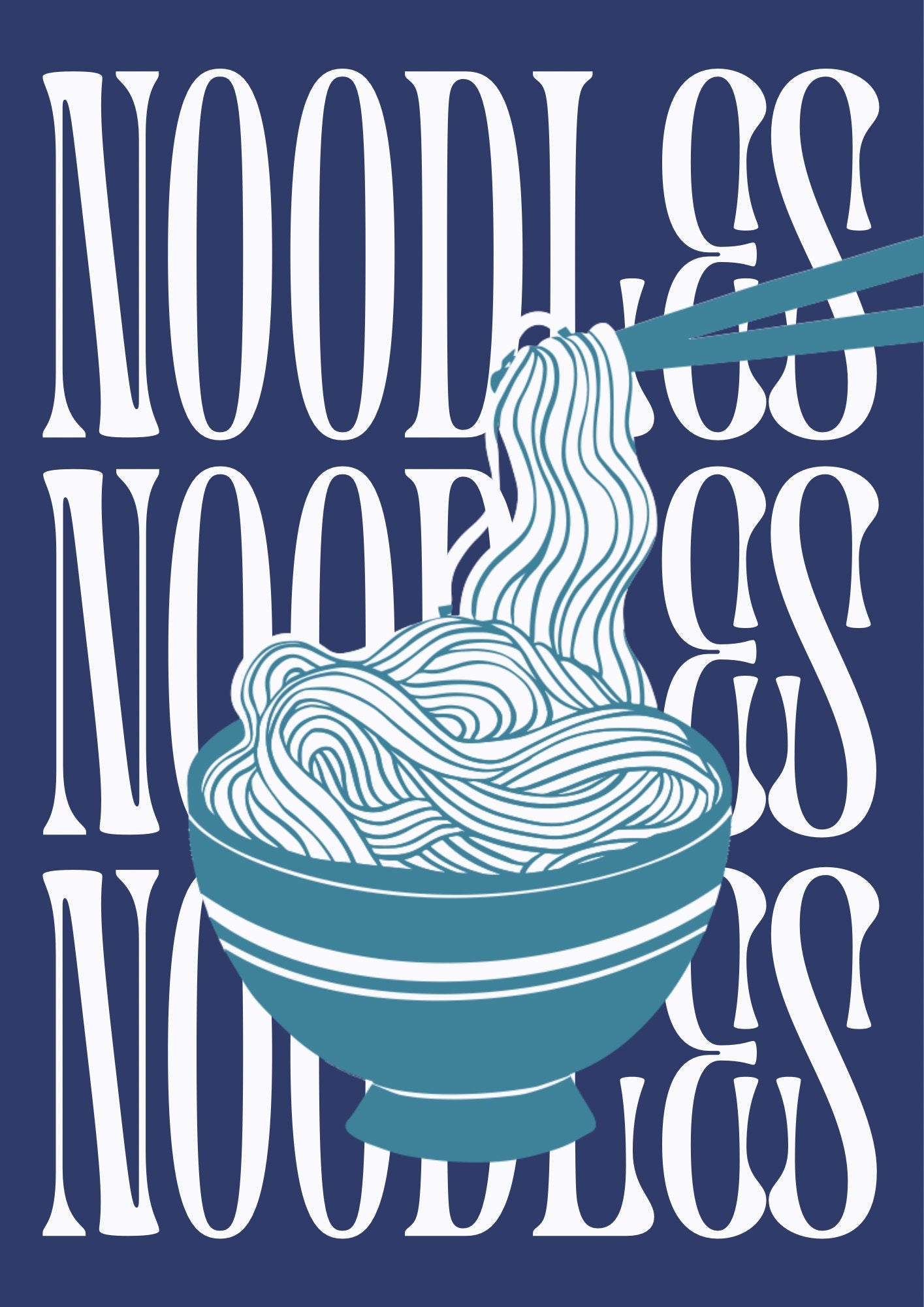 Noodles Kitchen Poster: Retro Foodie Wall Art Print