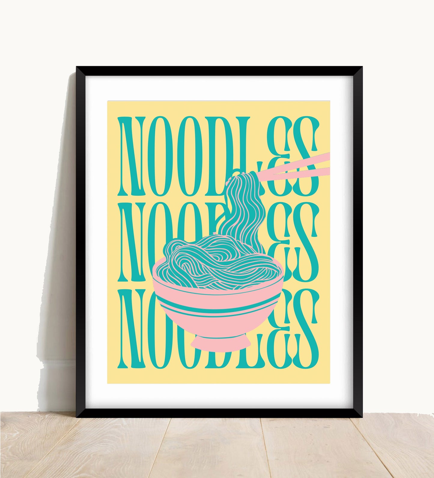 Retro Noodles Kitchen Print: Colourful Oriental Food Art