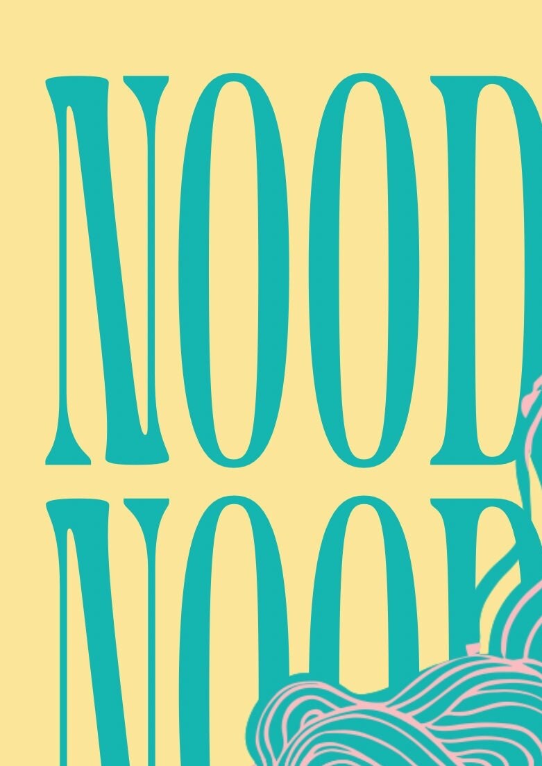Retro Noodles Kitchen Print: Colourful Oriental Food Art