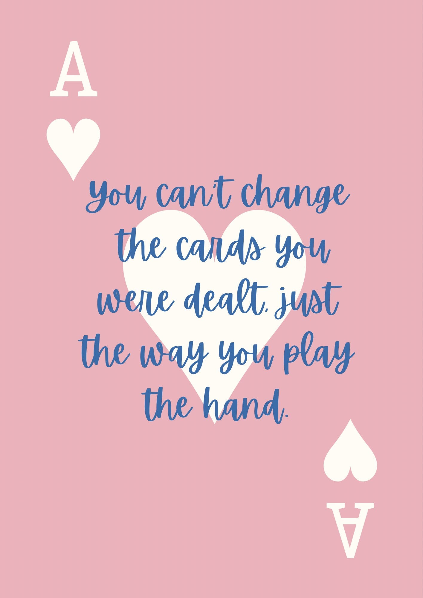 Ace of Hearts Typography Print: Pink Bedroom Wall Art