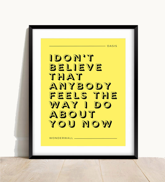 Oasis, Wonderwall Lyric Print