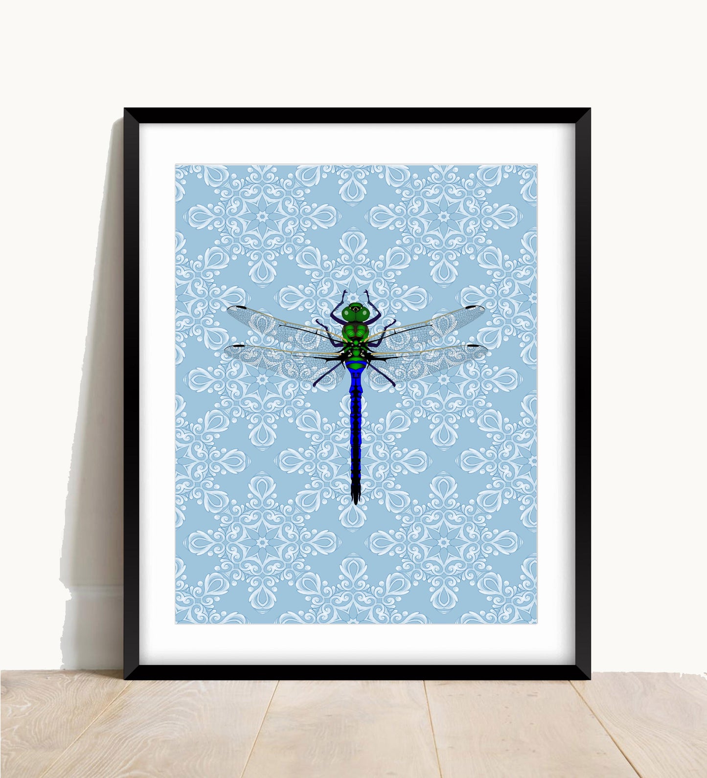Dragonfly Art Print:Insect Poster, Blue Living Room Decor