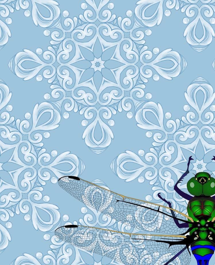 Dragonfly Art Print:Insect Poster, Blue Living Room Decor