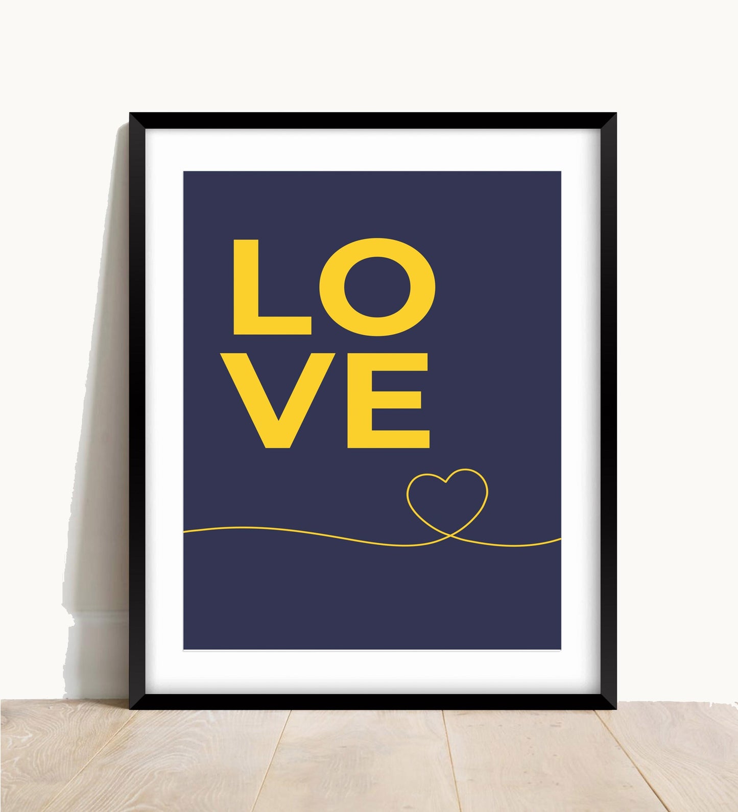 Love Heart Typography Poster: Bedroom Wall Art (A4/A3/A2/A1)