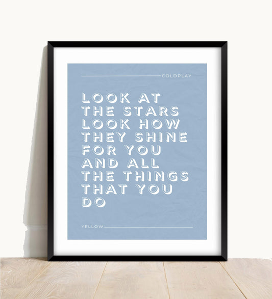 Coldplay, Yellow Lyric Print