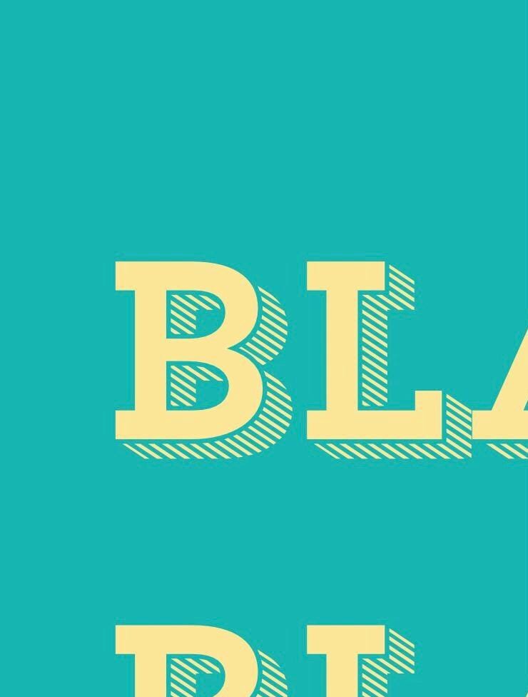 Blah Typography Art Print, Turquoise and Yellow